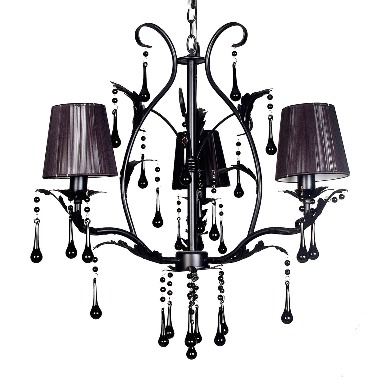 FLORENCE 3 Light Pendant Black Crystal Chandelier by VM Lighting