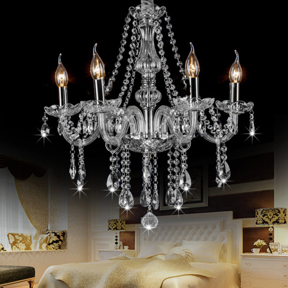 Maria Teresa 4 Light Crystal Chandelier Pendants by VM Lighting