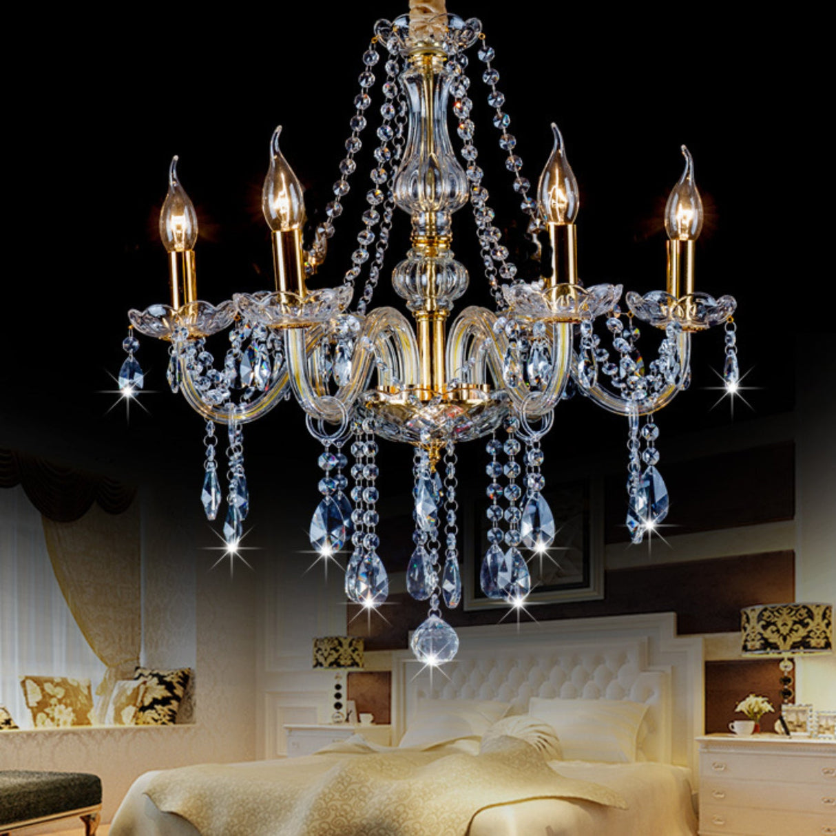 Maria Teresa 4 Light Crystal Chandelier Pendants by VM Lighting