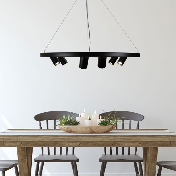 Oriel Lighting PANO 6 light pendant Black