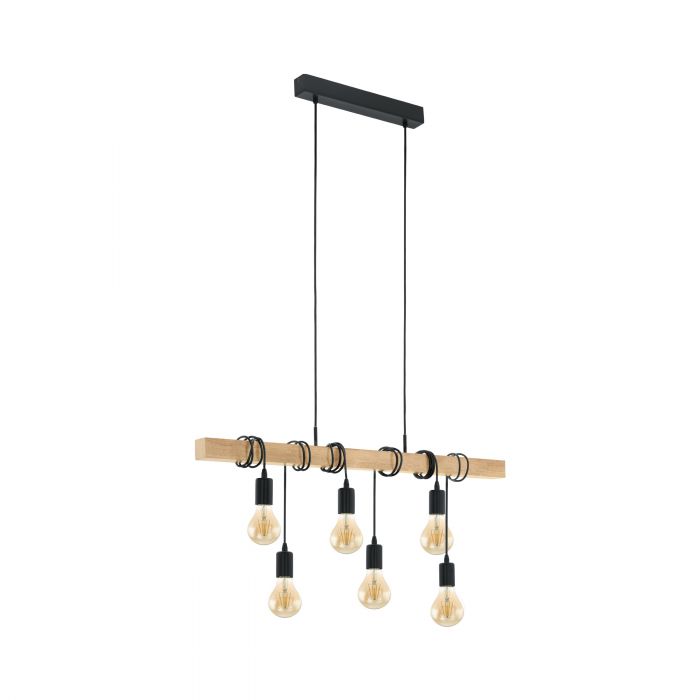 Eglo Lighting Townshend 6X60W E27 Black/Light Wood