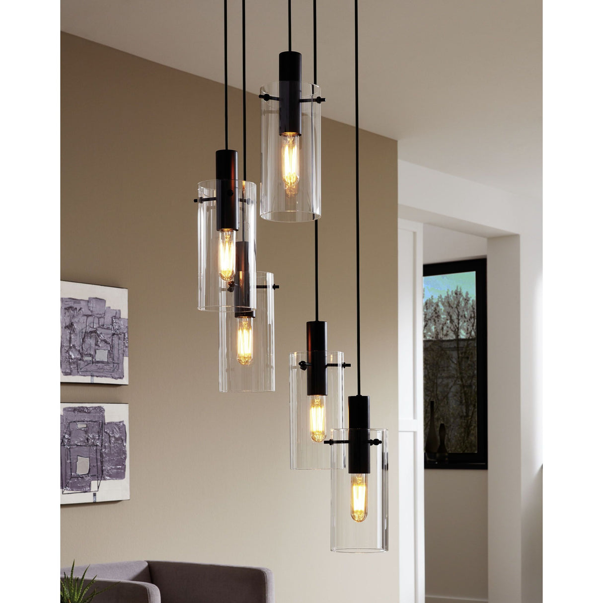 Eglo Lighting MONTEFINO pendant light black steel and clear glass