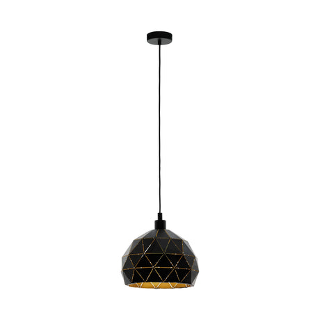 Eglo Lighting ROCCAFORTE pendant light black structured powder-coated steel with a gold finish