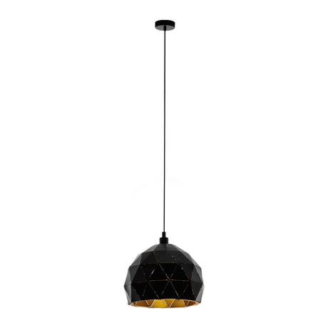 Eglo Lighting ROCCAFORTE pendant light black structured powder-coated steel with a gold finish