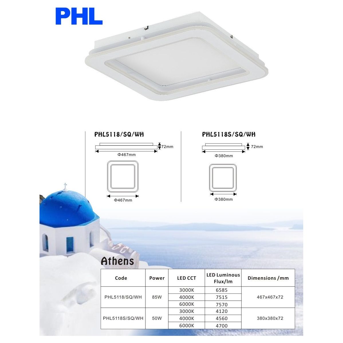 PHL Athens Square Modern Luxury LED Ceiling Light