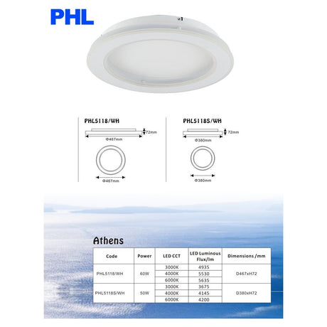 PHL Athens Round Modern Luxury LED Ceiling Light