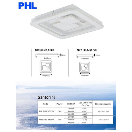 PHL Santorini Square Modern Luxury LED Ceiling Light