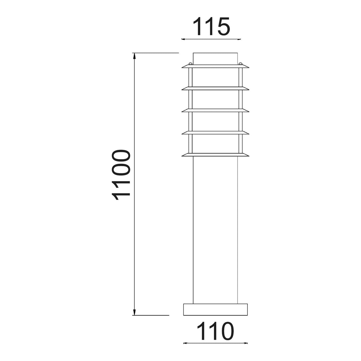 CLA BORDA Exterior E27 S/M Louvred Bollard Lights Stainless Steel IP44