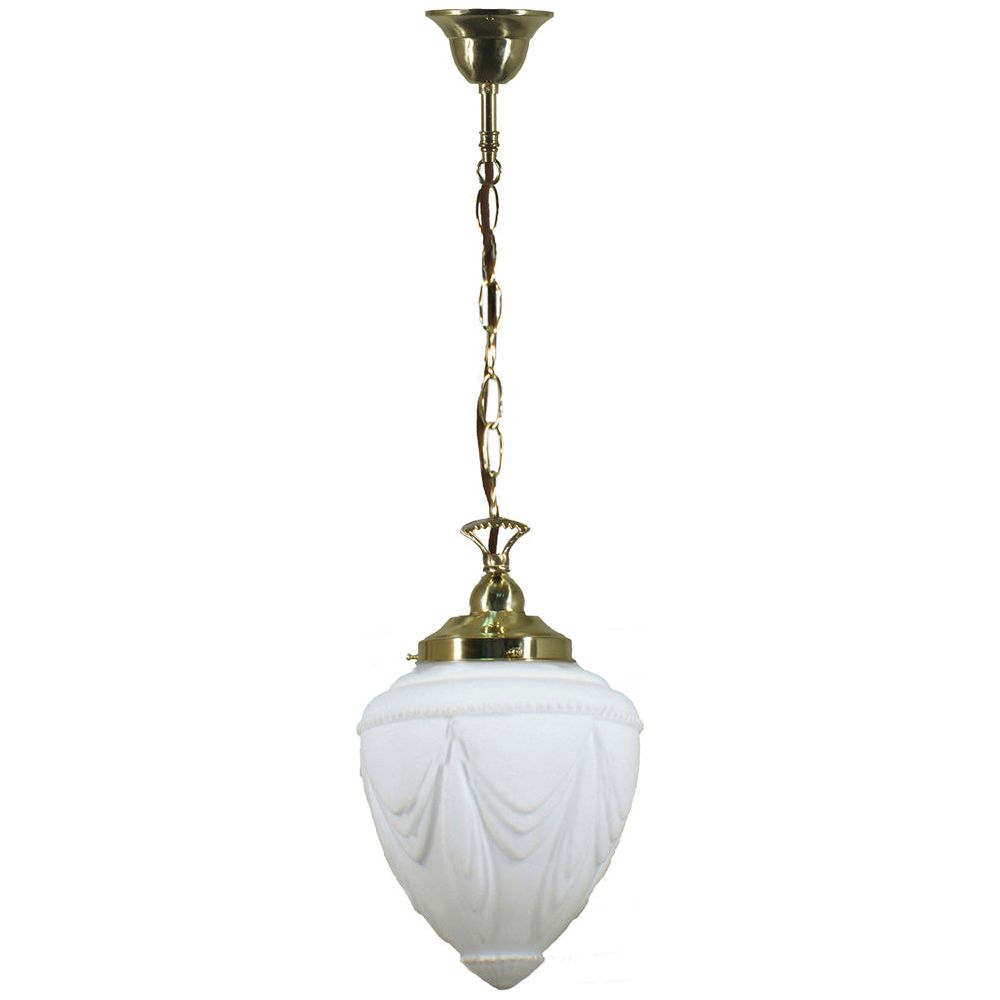 Lighting Inspiration Empire 8'' Opal Matt Single Chain Susp Brown Cord Susp Brass