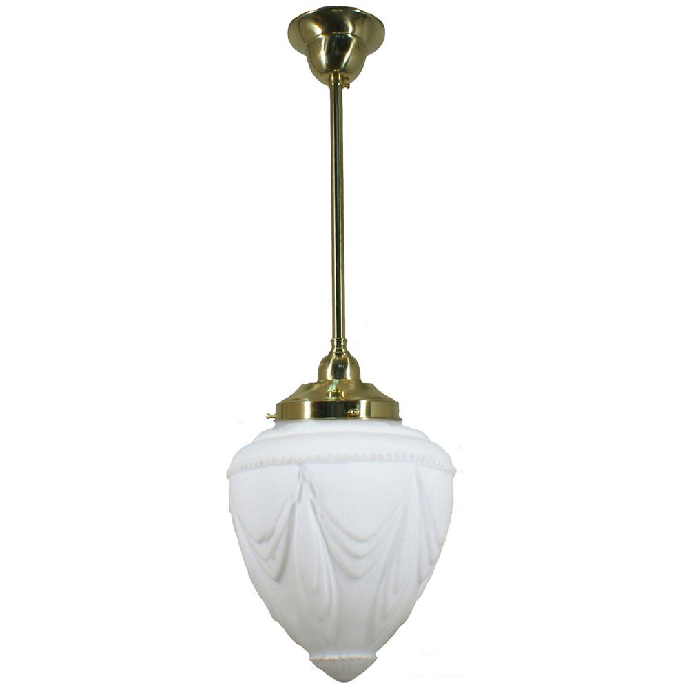 Lighting Inspiration Empire 8'' Opal Matt Rod Pendant 1/2'' Half Meter Brass