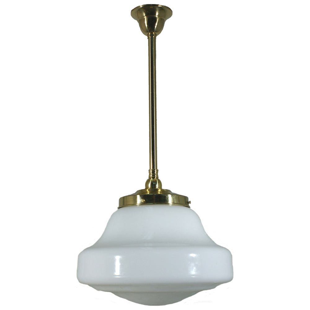 Lighting Inspiration Lincoln Schoolhouse Opal Rod Pendant 3/4'' Half Meter Brass