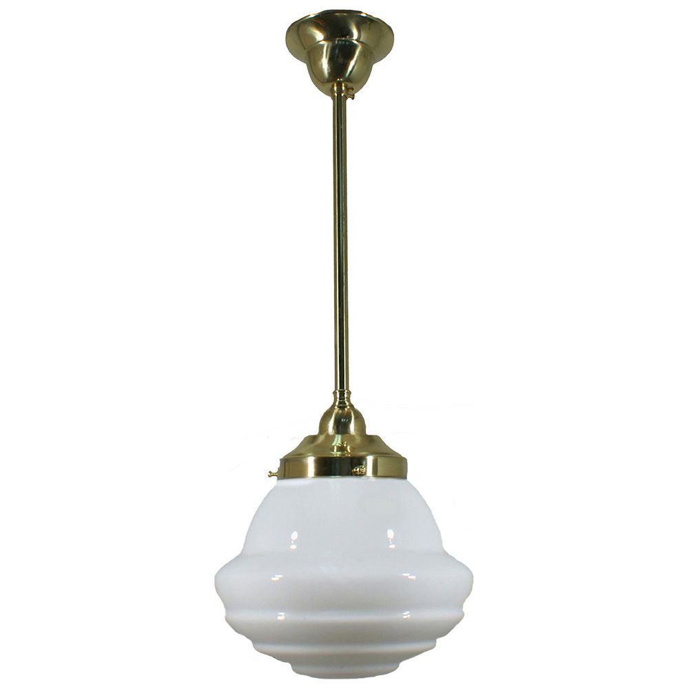 Lighting Inspiration Parkville 9'' Opal Rod Pendant 1/2'' Half Meter Brass