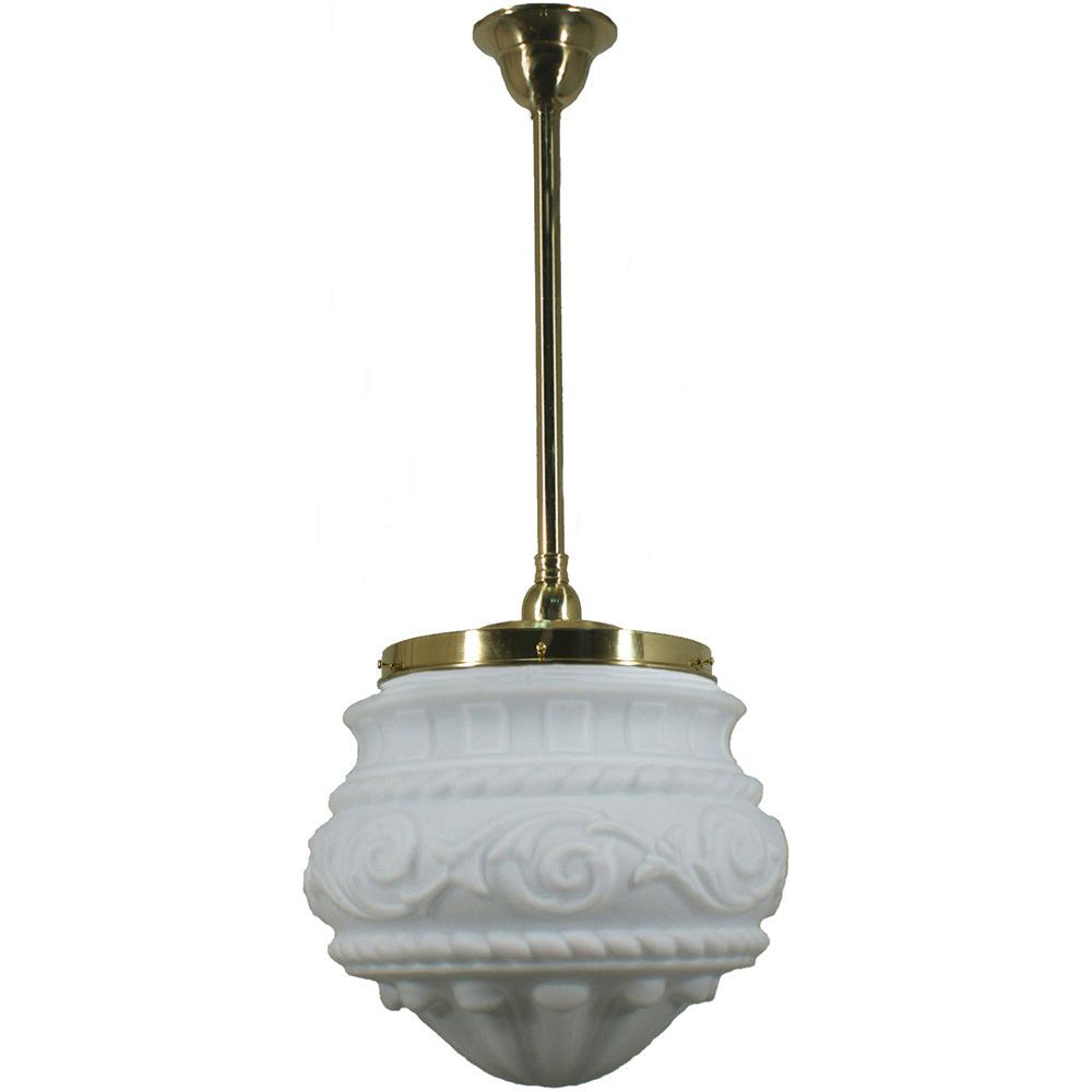 Lighting Inspiration Premier 12'' Opal Matt Rod Pendant 3/4'' Half Meter Brass