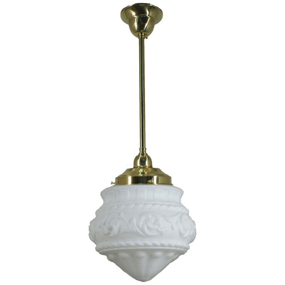 Lighting Inspiration Premier 8'' Opal Matt Rod Pendant 1/2'' Half Meter Brass