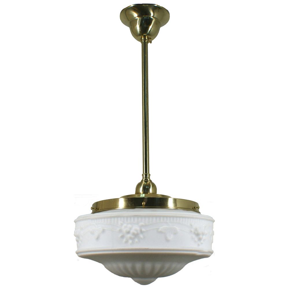 Lighting Inspiration Senator 11'' Opal Matt Rod Pendant 1/2'' Half Meter Brass