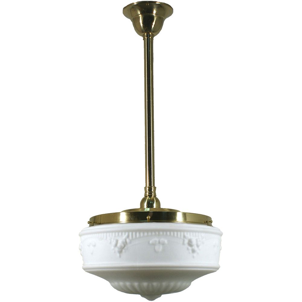 Lighting Inspiration Senator 14'' Opal Matt Rod Pendant 3/4'' Half Meter Brass