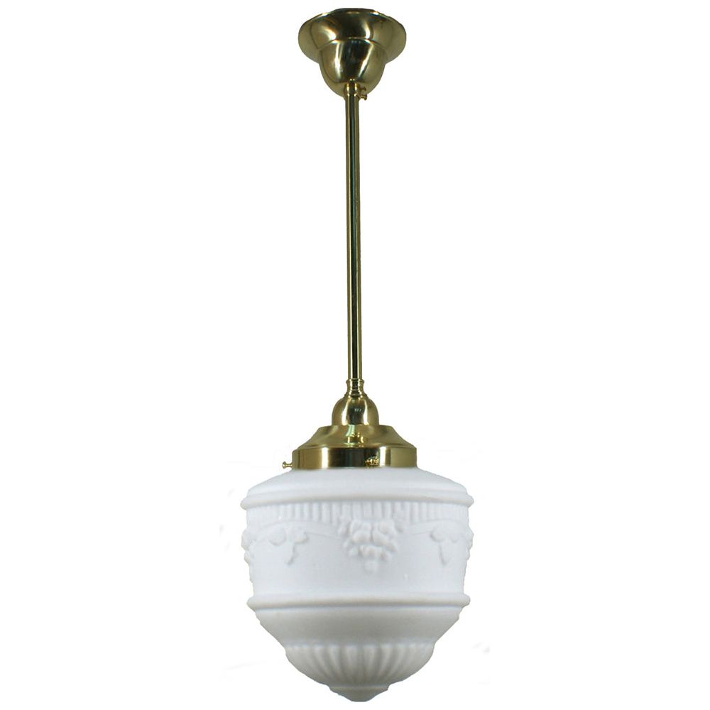 Lighting Inspiration Senator 8'' Opal Matt Rod Pendant 1/2'' Half Meter Brass