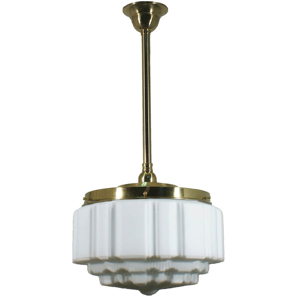 Lighting Inspiration St Kilda 14'' Opal Matt Rod Pendant 3/4'' Half Meter Brass