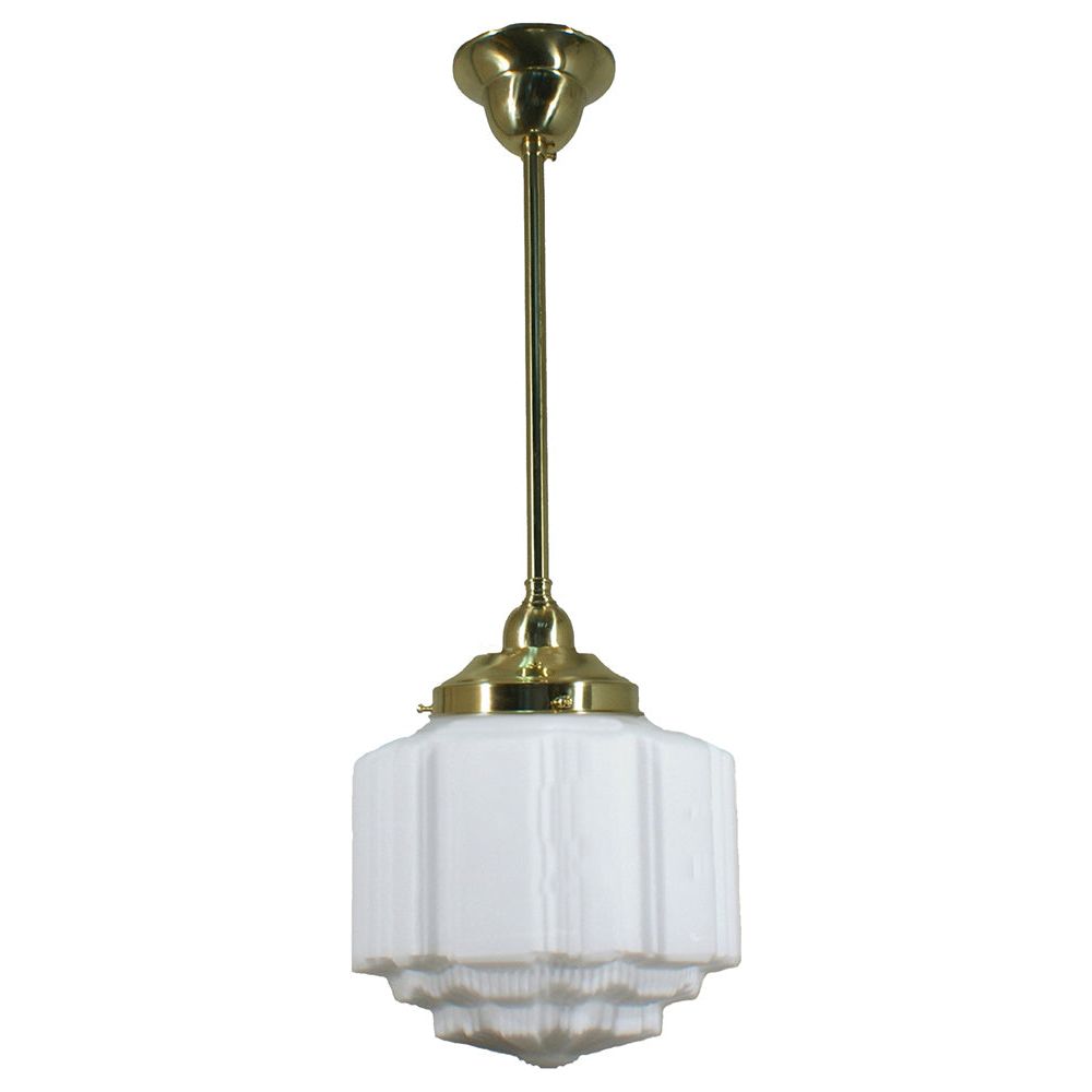 Lighting Inspiration St Kilda 8'' Opal Matt Rod Pendant 1/2'' Half Meter Brass