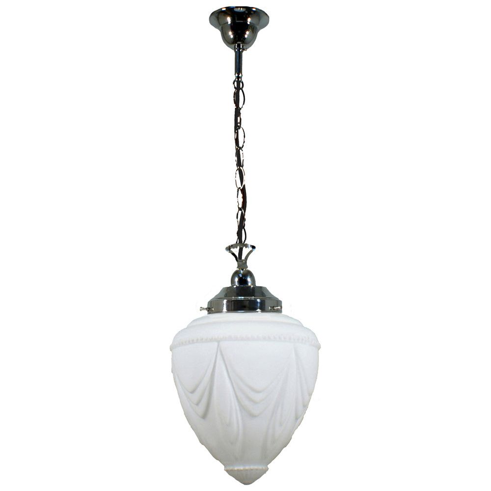 Lighting Inspiration Empire 8'' Opal Matt Single Chain Black Cord Susp Chrome