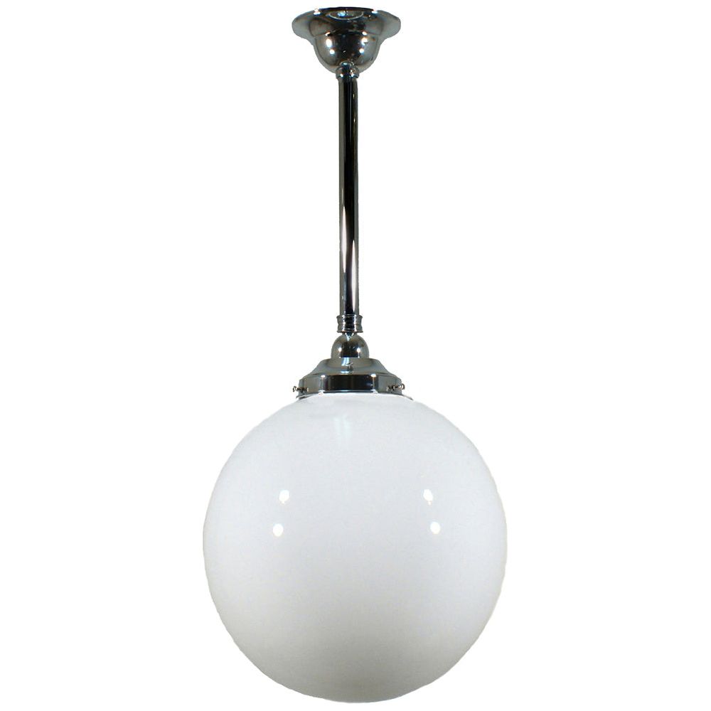 Lighting Inspiration Sphere 12'' Opal Rod Pendant 3/4'' Half Meter Chrome