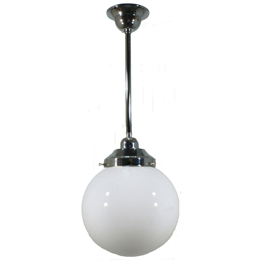 Lighting Inspiration Sphere 8'' Opal Rod Pendant 1/2'' Half Meter Chrome