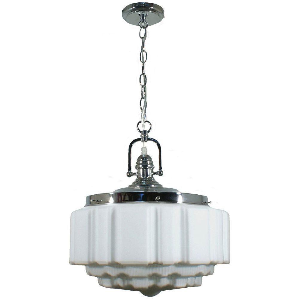 Lighting Inspiration Paramount St Kilda 14'' Opal Matt 1Lt Pendant Clear Flex Chrome