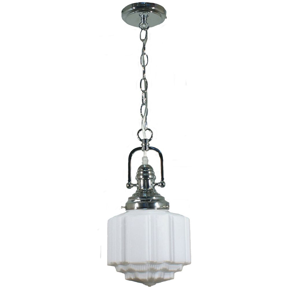 Lighting Inspiration Paramount St Kilda 8'' Opal Matt 1Lt Pendant Clear Flex Chrome