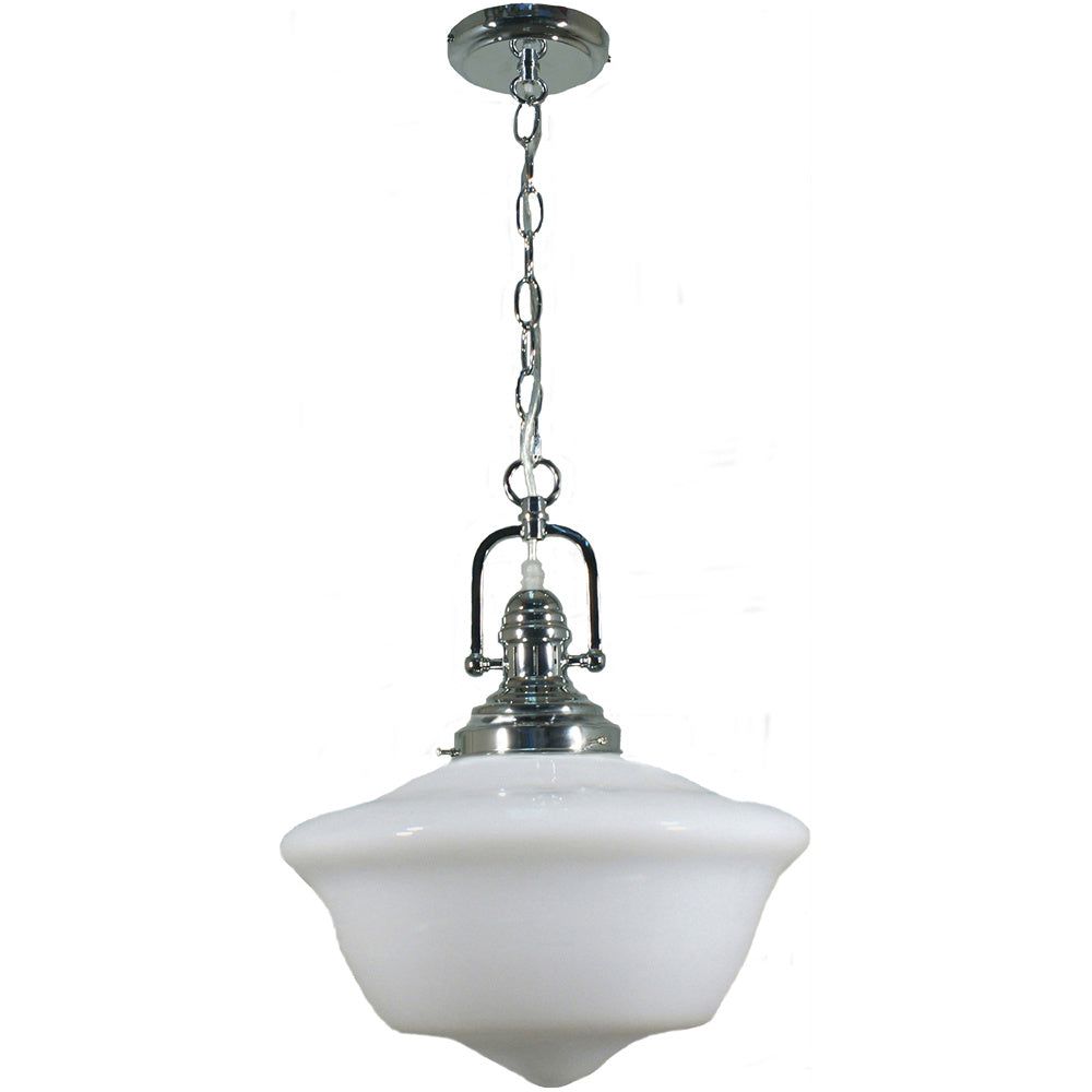 Lighting Inspiration Paramount Victorian 12'' Schoolhouse 1Lt Pendant Clear Flex Chrome