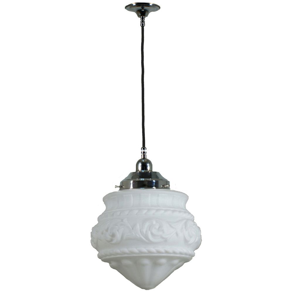 Lighting Inspiration Premier 8'' Opal Matt Cloth Black Cord Susp Chrome