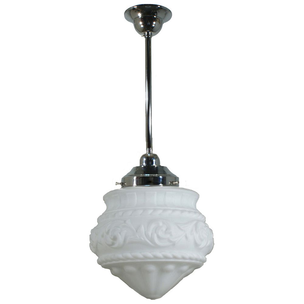 Lighting Inspiration Premier 8'' Opal Matt Rod Pendant 1/2'' Half Meter Chrome