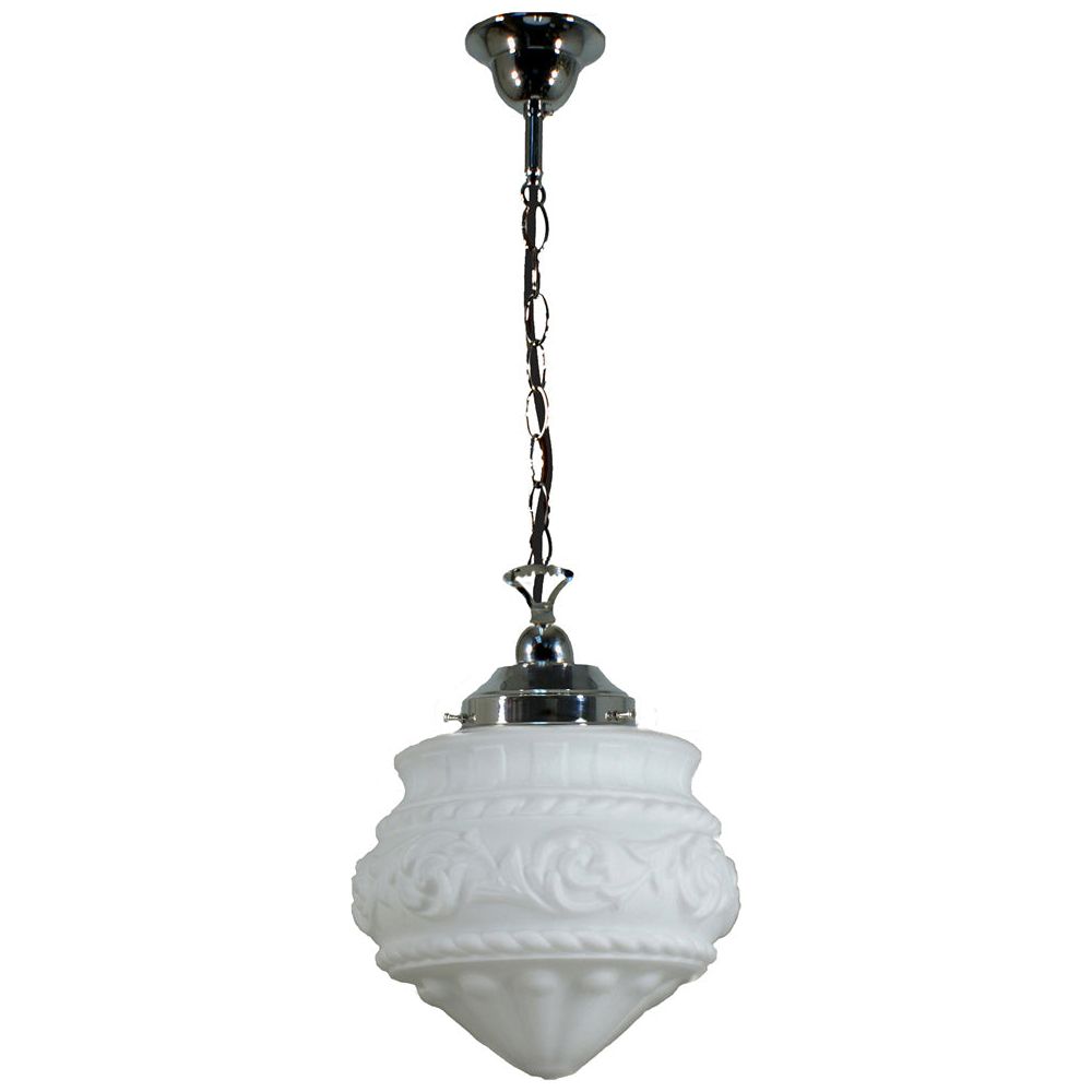 Lighting Inspiration Premier 8'' Opal Matt Single Chain Black Cord Susp Chrome