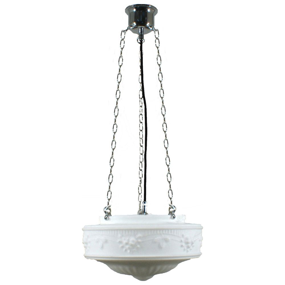 Lighting Inspiration Senator Opal Matt 3 Chain Black Cord Susp Chrome