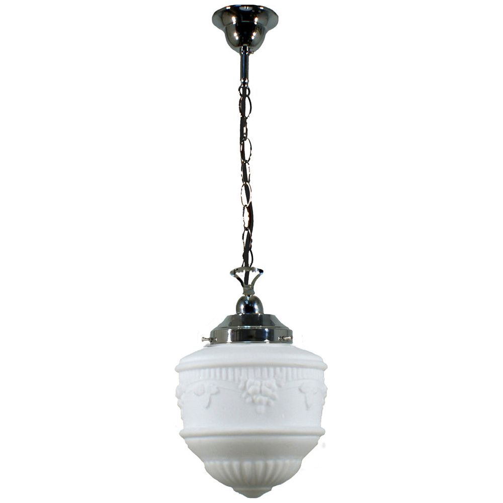 Lighting Inspiration Senator 8'' Opal Matt Single Chain Black Cord Susp Chrome