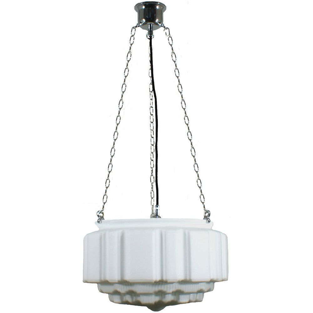 Lighting Inspiration St Kilda 14'' Opal Matt 3 Chain Black Cord Susp Chrome