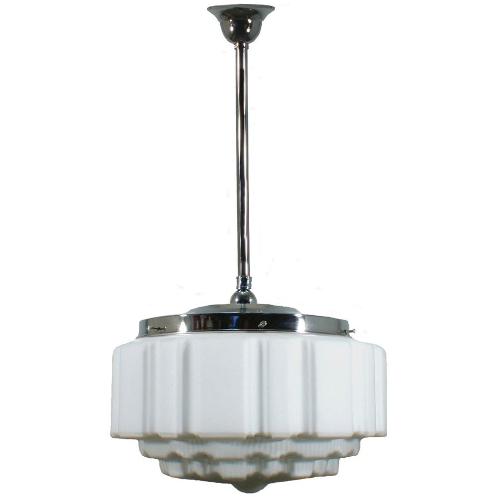 Lighting Inspiration St Kilda 14'' Opal Matt Rod Pendant 3/4'' Half Meter Chrome