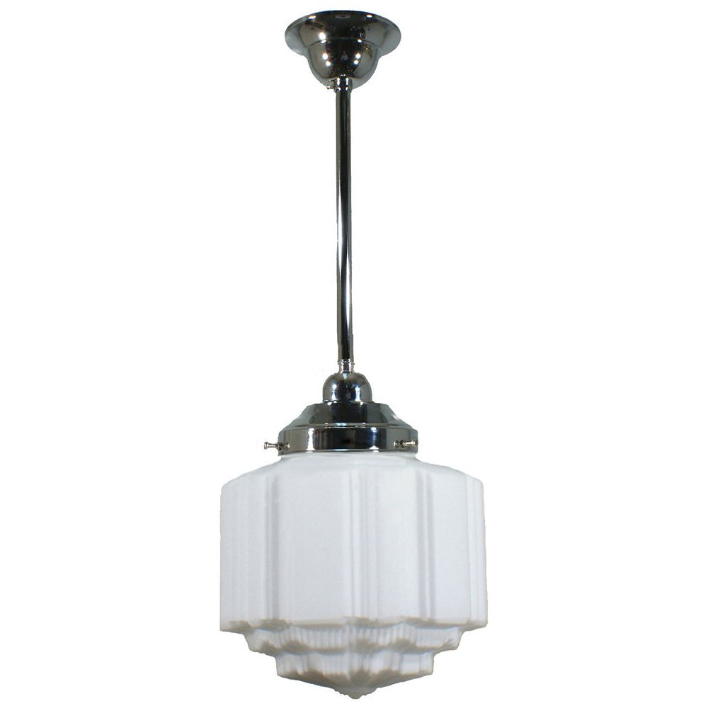 Lighting Inspiration St Kilda 8'' Opal Matt Rod Pendant 1/2'' Half Meter Chrome