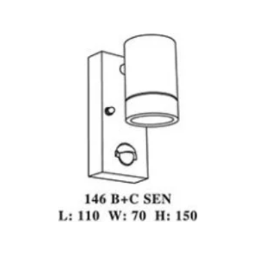 3A Lighting Down Pillar Wall Light with Sensor 146B+C SEN