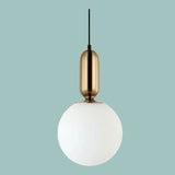 DECO Satin Brass 30cm Opal Glass Pendant Light by VM Lighting