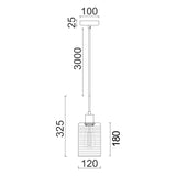CLA ESPEJO1 Interior Iron & Chrome Glass with Line Effect Oblong Pendant Lights