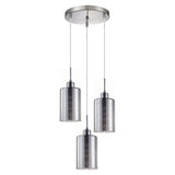 CLA ESPEJO1 Interior Iron & Chrome Glass with Line Effect Oblong Pendant Lights