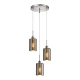 CLA ESPEJO1 Interior Iron & Chrome Glass with Line Effect Oblong Pendant Lights