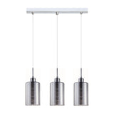 CLA ESPEJO1 Interior Iron & Chrome Glass with Line Effect Oblong Pendant Lights