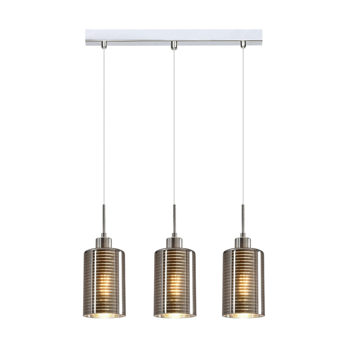 CLA ESPEJO1 Interior Iron & Chrome Glass with Line Effect Oblong Pendant Lights