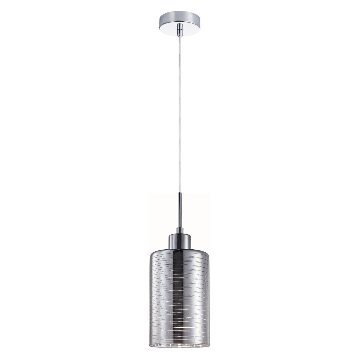 CLA ESPEJO1 Interior Iron & Chrome Glass with Line Effect Oblong Pendant Lights