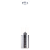 CLA ESPEJO1 Interior Iron & Chrome Glass with Line Effect Oblong Pendant Lights