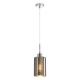 CLA ESPEJO1 Interior Iron & Chrome Glass with Line Effect Oblong Pendant Lights