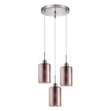 CLA ESPEJO2 Interior Iron & Rose Gold Glass with Line Effect Oblong Pendant Lights