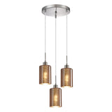 CLA ESPEJO2 Interior Iron & Rose Gold Glass with Line Effect Oblong Pendant Lights