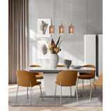 CLA ESPEJO2 Interior Iron & Rose Gold Glass with Line Effect Oblong Pendant Lights